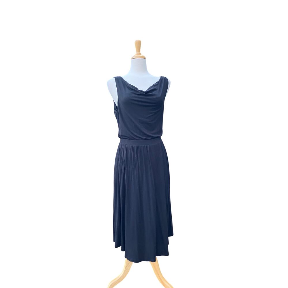 Maeve Anthropologie Dress Sz M Black Sleeveless Cowl Neck Jersey Classic Casual - Picture 6 of 13